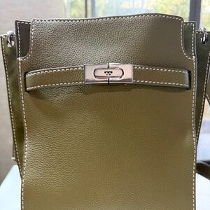 Tory Burch Olive green leather suede shoulder and cross body purse